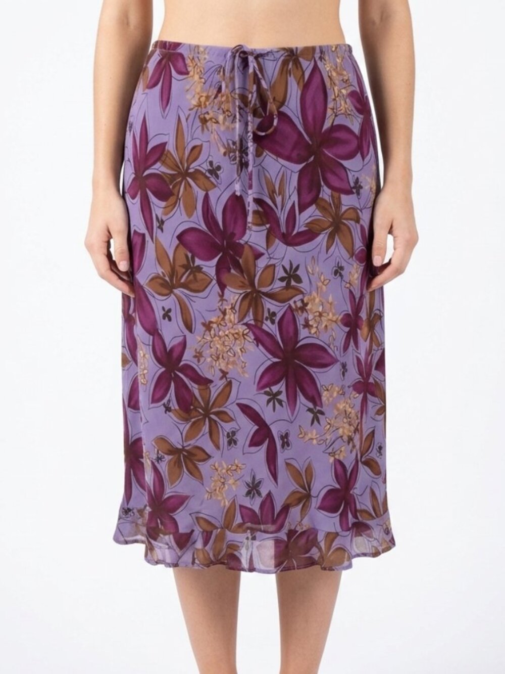 Lapis Elastic Waist Pull On Floral/Ruffle Hem Skirt- Sz. Sm